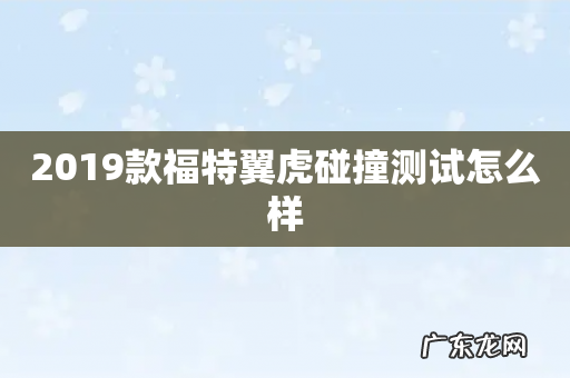 2019款福特翼虎碰撞测试怎么样