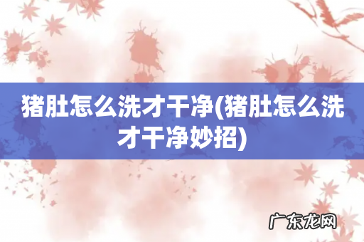 猪肚怎么洗才干净妙招 猪肚怎么洗才干净