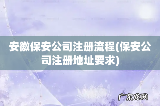 保安公司注册地址要求 安徽保安公司注册流程