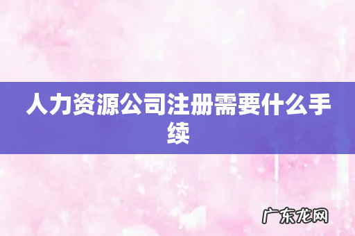 人力资源公司注册需要什么手续