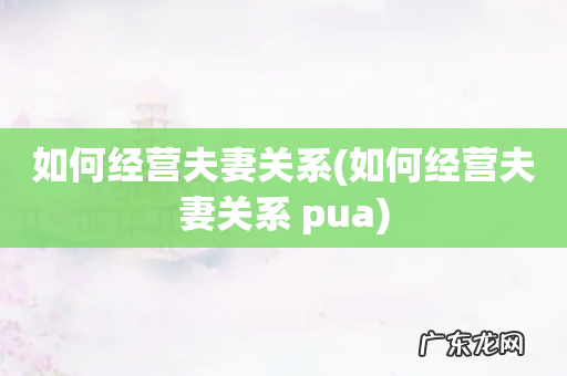如何经营夫妻关系 pua 如何经营夫妻关系