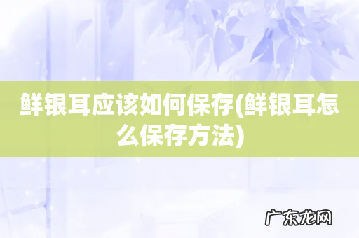 鲜银耳怎么保存方法 鲜银耳应该如何保存