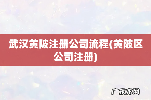 黄陂区公司注册 武汉黄陂注册公司流程