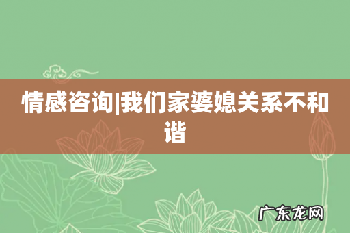 情感咨询|我们家婆媳关系不和谐