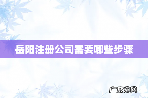 岳阳注册公司需要哪些步骤