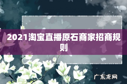 2021淘宝直播原石商家招商规则
