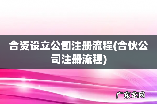 合伙公司注册流程 合资设立公司注册流程