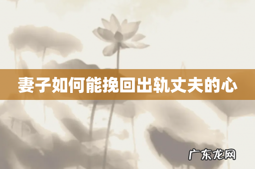 妻子如何能挽回出轨丈夫的心