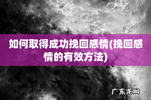 挽回感情的有效方法 如何取得成功挽回感情
