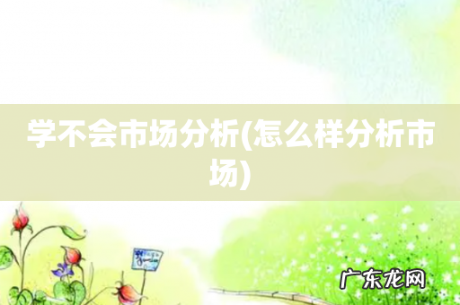 怎么样分析市场 学不会市场分析