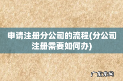 分公司注册需要如何办 申请注册分公司的流程