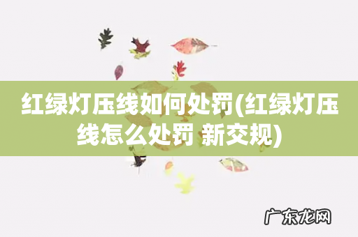 红绿灯压线怎么处罚 新交规 红绿灯压线如何处罚