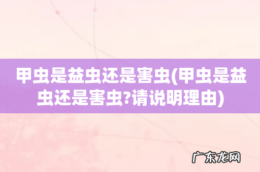 甲虫是益虫还是害虫?请说明理由 甲虫是益虫还是害虫