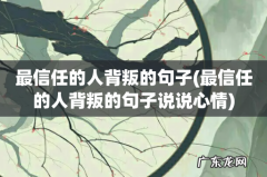 最信任的人背叛的句子说说心情 最信任的人背叛的句子