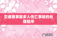交通肇事致多人伤亡事故的处理程序