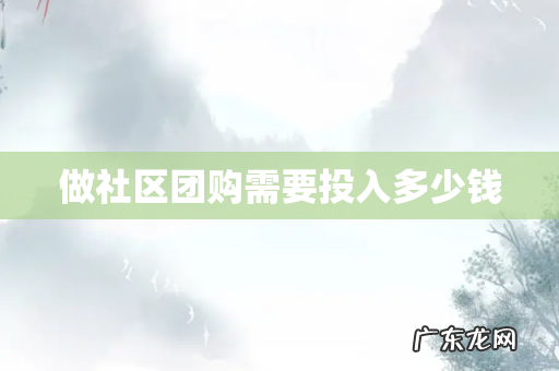 做社区团购需要投入多少钱