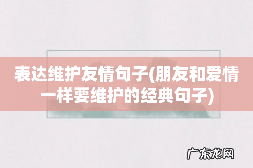 朋友和爱情一样要维护的经典句子 表达维护友情句子