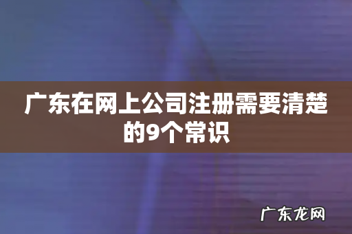 广东在网上公司注册需要清楚的9个常识