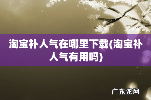 淘宝补人气有用吗 淘宝补人气在哪里下载