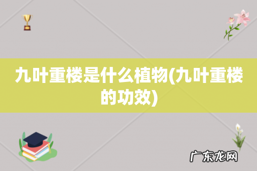 九叶重楼的功效 九叶重楼是什么植物
