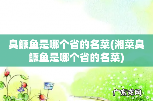 湘菜臭鳜鱼是哪个省的名菜 臭鳜鱼是哪个省的名菜