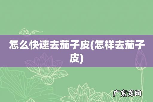 怎样去茄子皮 怎么快速去茄子皮