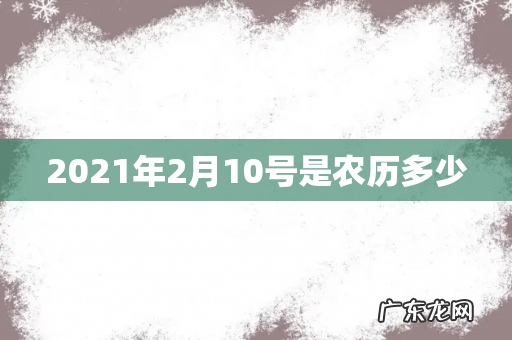 2021年2月10号是农历多少