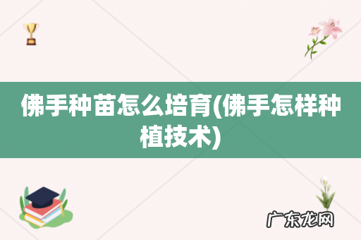 佛手怎样种植技术 佛手种苗怎么培育