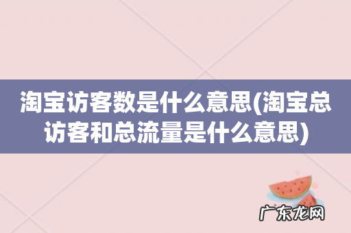 淘宝总访客和总流量是什么意思 淘宝访客数是什么意思