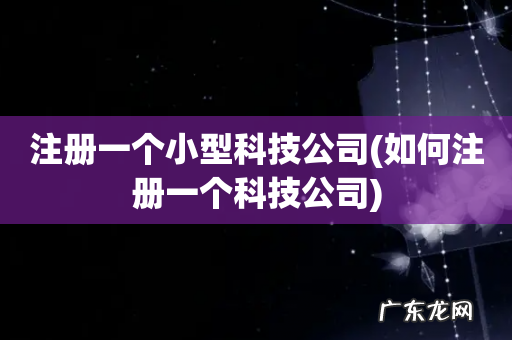 如何注册一个科技公司 注册一个小型科技公司
