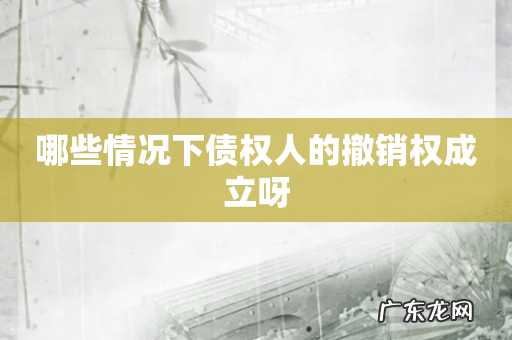 哪些情况下债权人的撤销权成立呀