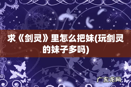 玩剑灵的妹子多吗 求《剑灵》里怎么把妹