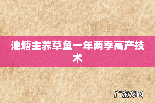 池塘主养草鱼一年两季高产技术