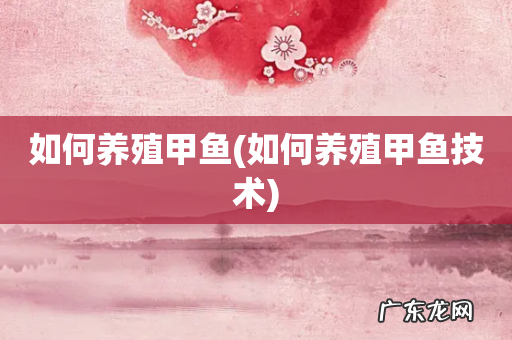 如何养殖甲鱼技术 如何养殖甲鱼