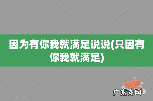 只因有你我就满足 因为有你我就满足说说