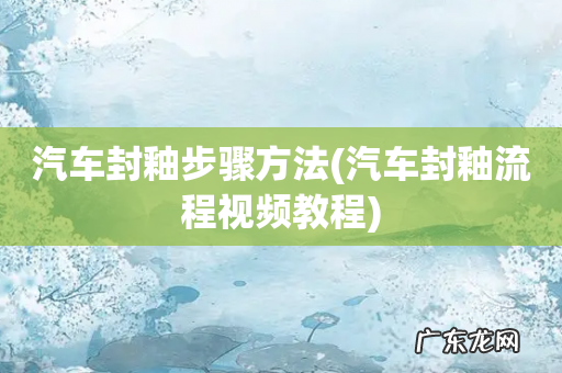 汽车封釉流程视频教程 汽车封釉步骤方法