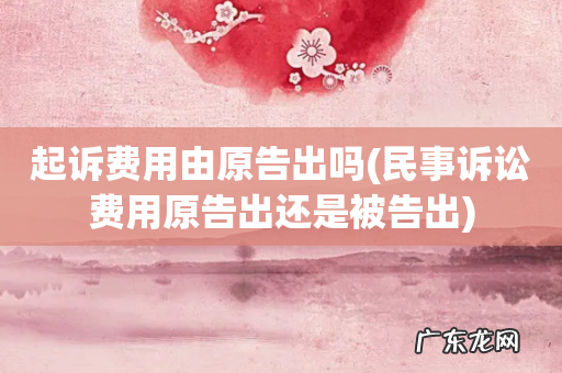 民事诉讼费用原告出还是被告出 起诉费用由原告出吗