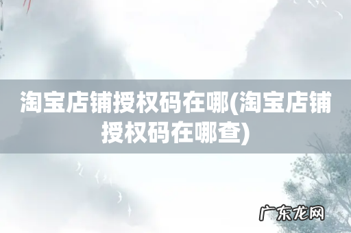 淘宝店铺授权码在哪查 淘宝店铺授权码在哪