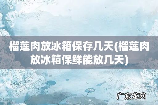 榴莲肉放冰箱保鲜能放几天 榴莲肉放冰箱保存几天