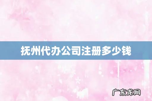 抚州代办公司注册多少钱