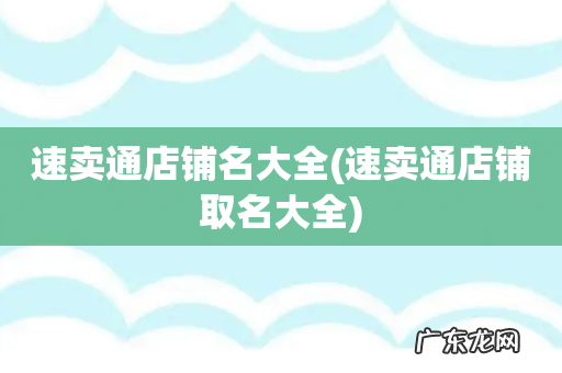 速卖通店铺取名大全 速卖通店铺名大全
