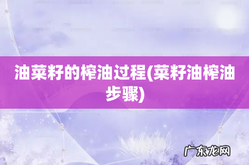 菜籽油榨油步骤 油菜籽的榨油过程