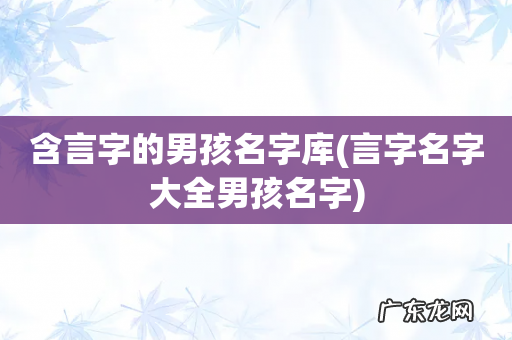 言字名字大全男孩名字 含言字的男孩名字库