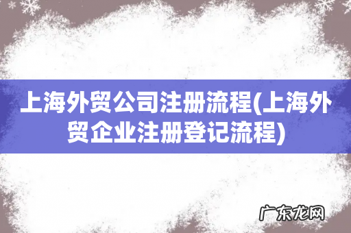 上海外贸企业注册登记流程 上海外贸公司注册流程