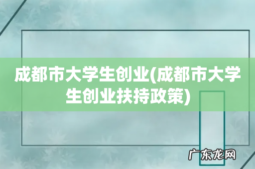成都市大学生创业扶持政策 成都市大学生创业