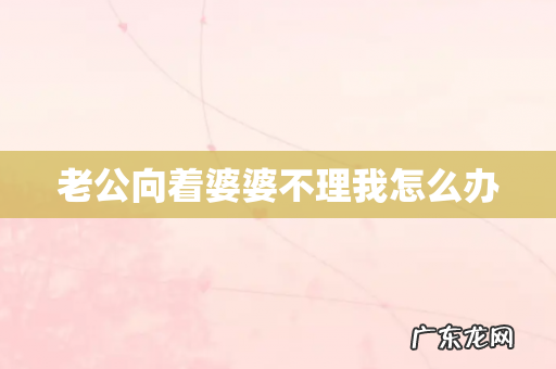 老公向着婆婆不理我怎么办