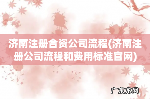 济南注册公司流程和费用标准官网 济南注册合资公司流程