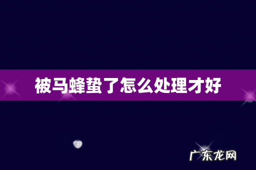 被马蜂蛰了怎么处理才好