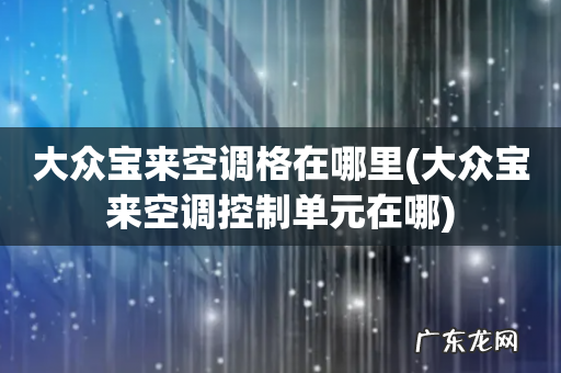 大众宝来空调控制单元在哪 大众宝来空调格在哪里