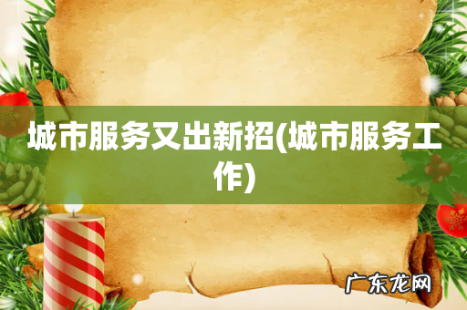 城市服务工作 城市服务又出新招